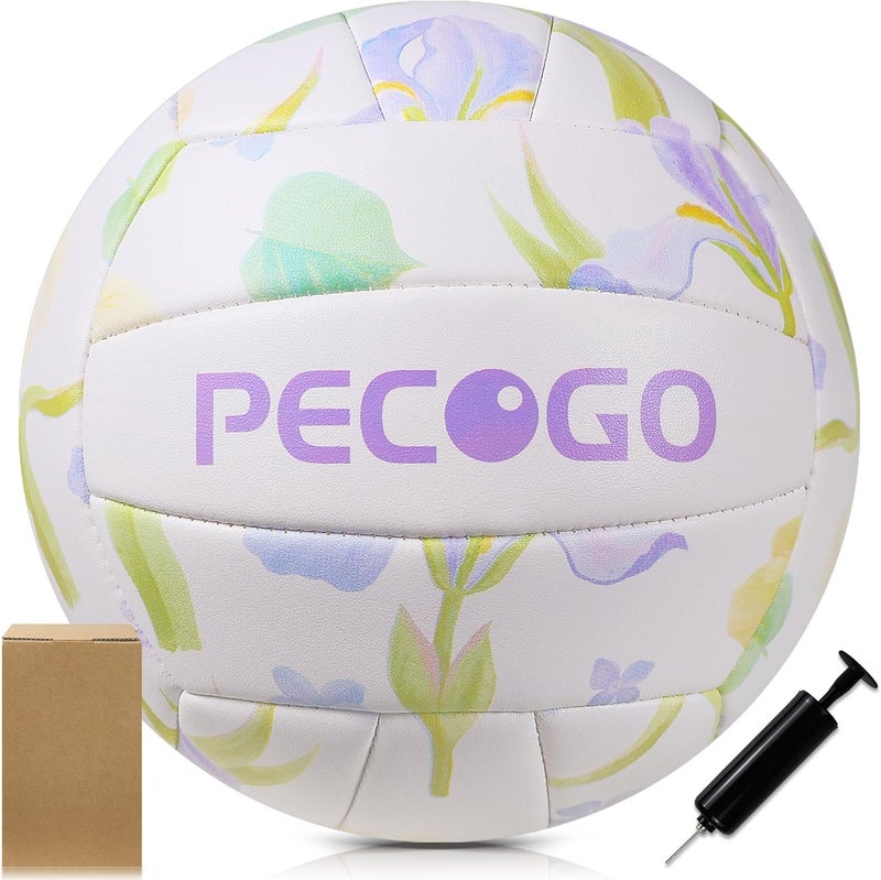 PECOGO Volleyball Size 5 PU Leather Soft Indoor Outdoor Volleyballs Sports Training Game Play Ball for Beginner, Teenager, Adult, 8.2 - Image 1